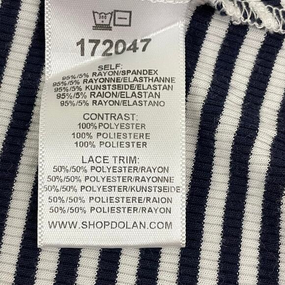 Anthropologie Dolan Left Coast Womens S Top Navy White Stripe Mixed Media Lace - Picture 4 of 9